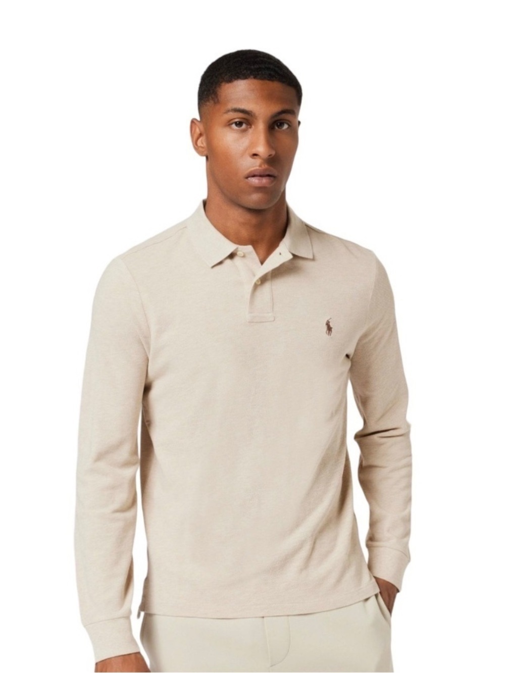 NWT Ralph Lauren Polo small s oatmeal grey gray long sleeve polo